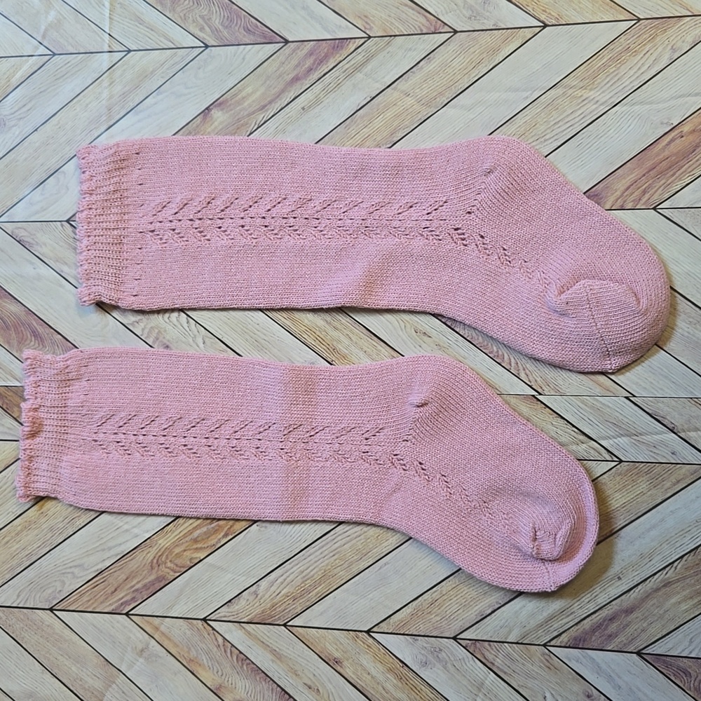 Baby Girl Blush Pink Knit Knee High Socks Vintage Style Holiday Dress Accessory